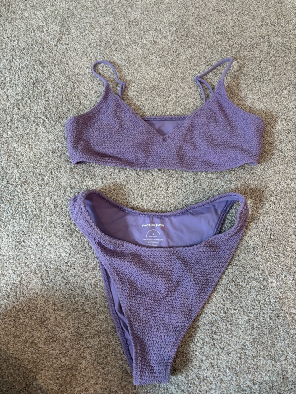 PacSun Lavender Textured Bandeau Bikini Set